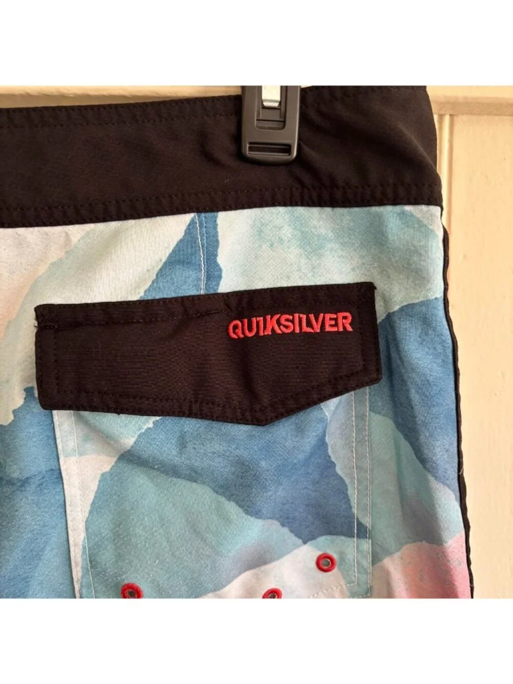 Quiksilver Board Shorts Red Blue watercolor